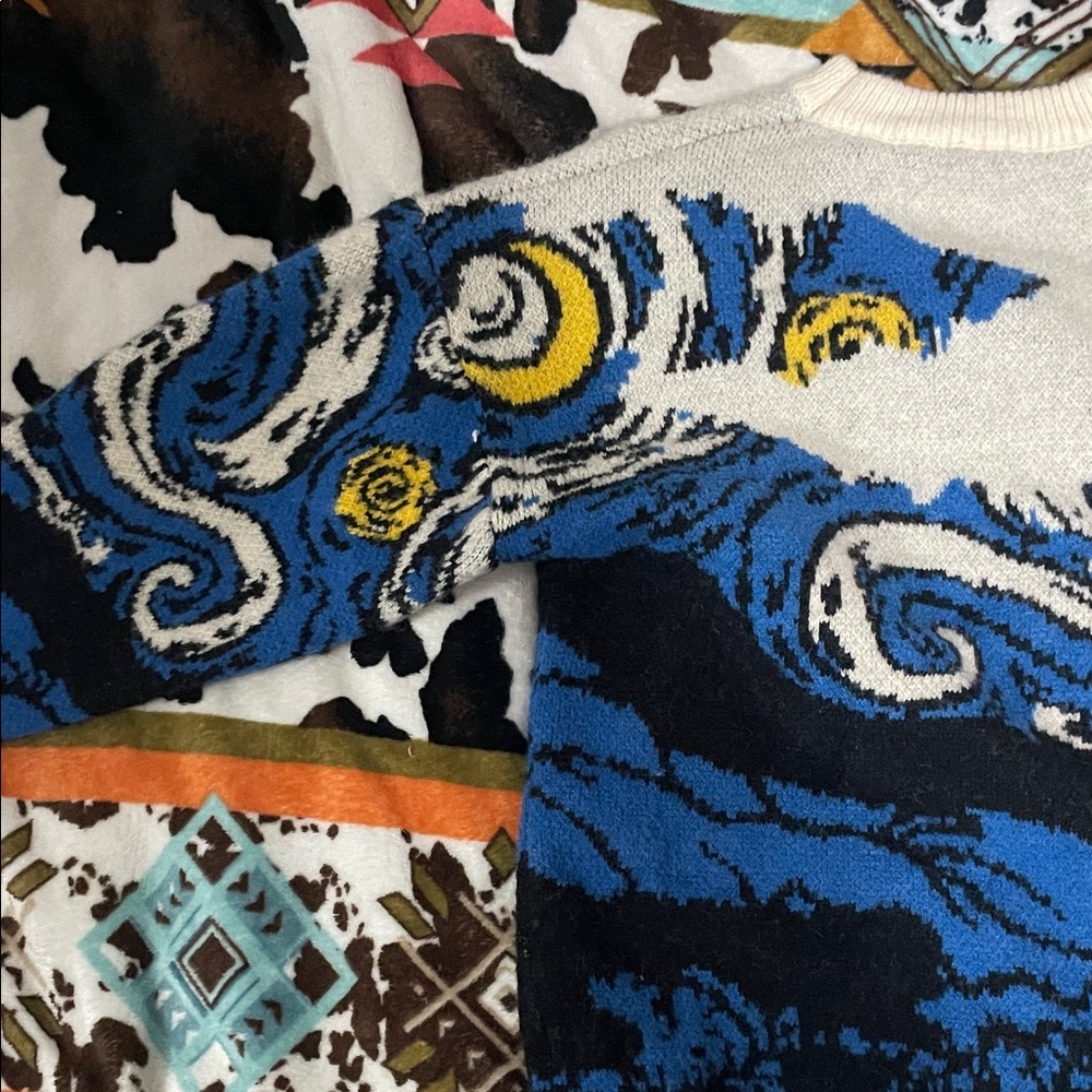 Blue and White Starry Night Sweater
